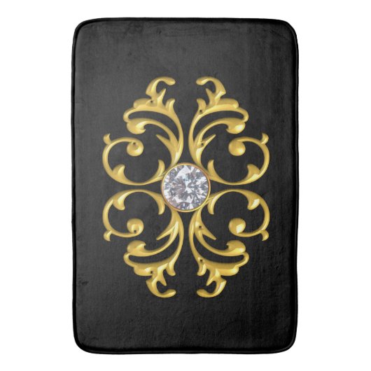 Gold Ornament Gem Diamond Bath Matt Badmat (Voorkant Verticaal)