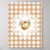 Gold Ornament Gingham Christmas Poster (Voorkant)