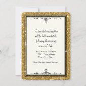 Gold Ornament Glitter Striped Classic Elegant Kaart (Voorkant)