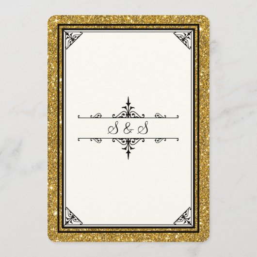 Gold Ornament Glitter Striped Classic Elegant Menu (Achterkant)