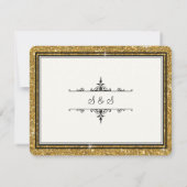 Gold Ornament Glitter Striped Classic Elegant RSVP Kaartje (Achterkant)