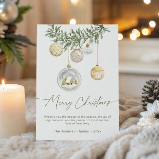 Gold Ornament Greenery Christmas  Feestdagenkaart