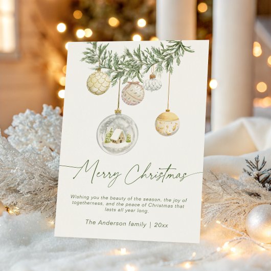 Gold Ornament Greenery Christmas  Feestdagenkaart