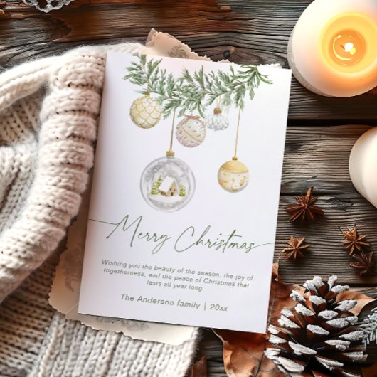 Gold Ornament Greenery Christmas  Feestdagenkaart