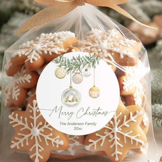 Gold Ornament Greenery Christmas  Ronde Sticker