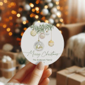 Gold Ornament Greenery Christmas  Ronde Sticker