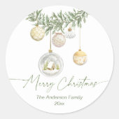 Gold Ornament Greenery Christmas  Ronde Sticker (Voorkant)