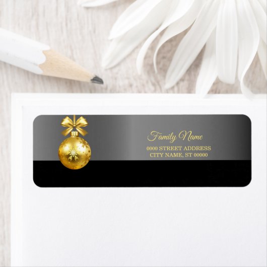 Gold Ornament Holiday Return Label (Insitu)