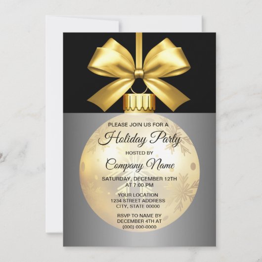 Gold Ornament Holiday Uitnodiging (Voorkant)