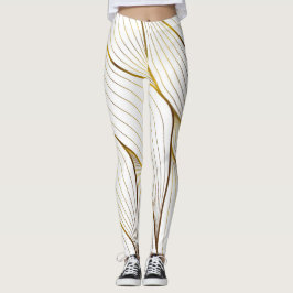 Gold ornament leaf leggings