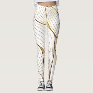 Gold ornament leaf leggings