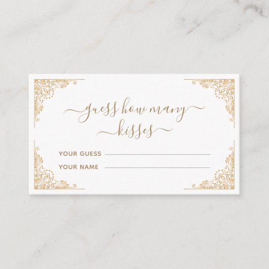 Gold Ornament raden hoeveel kisses bruids spel Informatiekaartje (Voorkant)