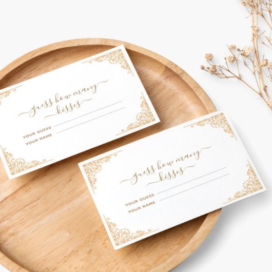 Gold Ornament raden hoeveel kisses bruids spel Informatiekaartje