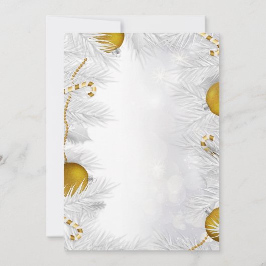 Gold Ornament Silver White - kerstfeest Kaart (Achterkant)