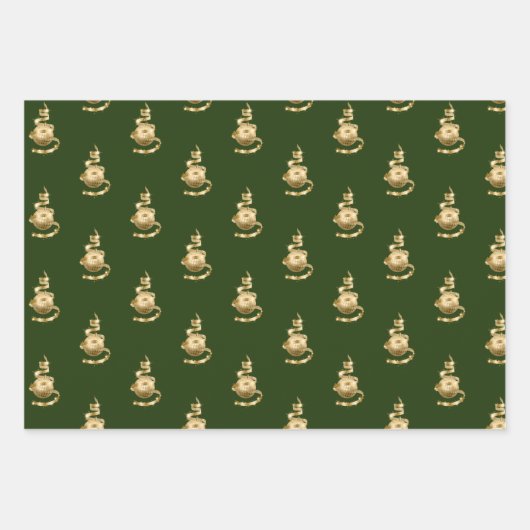 Gold Ornament Wrapping Paper Flat Sheet Set van 3 (Voorkant 3)