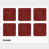 Gold Ornamental Corners on Dark Red Product Labels (Vel)