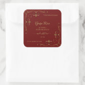 Gold Ornamental Corners on Dark Red Product Labels (Tas)
