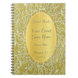 Gold Ornamental Glitter Guest Book Notitieboek