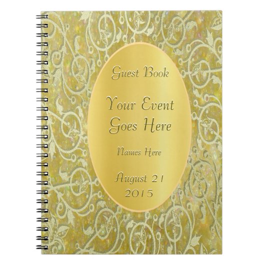 Gold Ornamental Glitter Guest Book Notitieboek (Voorkant)