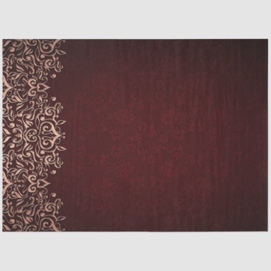 Gold Ornamental-kant Burgundy-losblad 20x30 Tissuepapier (Voorkant)