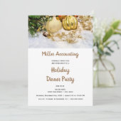 Gold Ornamenten Business Kerstfeestdag Kaart (Staand voorkant)