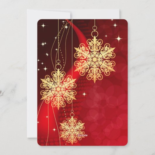Gold Ornamenten en Red Ribbon Feestdagenkaart (Achterkant)