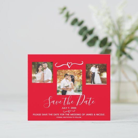 Gold Ornamenten Holiday Foto Weddenschap Save the  (Staand voorkant)