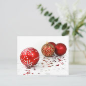 Gold Ornamenten, rode Ornamenten, Kerstmis, glitte Feestdagenkaart (Staand voorkant)