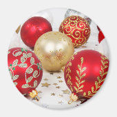 Gold Ornamenten, rode Ornamenten, Kerstmis, glitte Magneet (Voorkant)