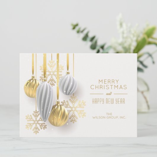 Gold Ornaments Business Hartelijk dank voor Kerstm Feestdagenkaart (Staand voorkant)