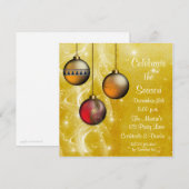 Gold Ornaments Glow Holiday Uitnodiging (Voorkant / Achterkant)