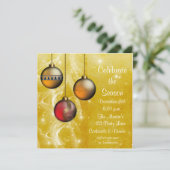 Gold Ornaments Glow Holiday Uitnodiging (Staand voorkant)