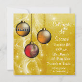 Gold Ornaments Glow Holiday Uitnodiging (Voorkant)