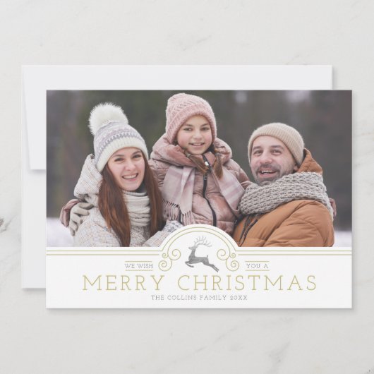 Gold Ornaments Merry Kerstkalligraphy Collage Feestdagenkaart (Voorkant)