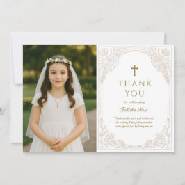 Gold Ornate Communion Thank You Card Kaart