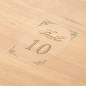 Gold Ornate Wedding Acrylic Table Number Acryl Uitnodigingen (Laagn)