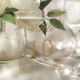 Gold Ornate Wedding Acrylic Table Number Acryl Uitnodigingen
