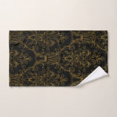 Gold Outline Black Floral Damask Bad Handdoek (Handdoek)