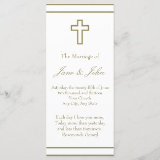 Gold Outline Cross Set Wedding Programma Programmakaart
