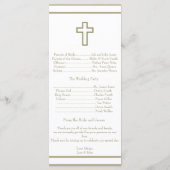 Gold Outline Cross Set Wedding Programma Programmakaart (Achterkant)
