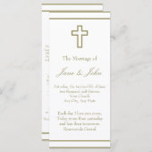 Gold Outline Cross Set Wedding Programma Programmakaart (Voorkant / Achterkant)