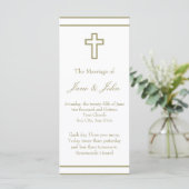 Gold Outline Cross Set Wedding Programma Programmakaart (Staand voorkant)