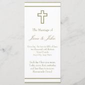 Gold Outline Cross Set Wedding Programma Programmakaart (Voorkant)