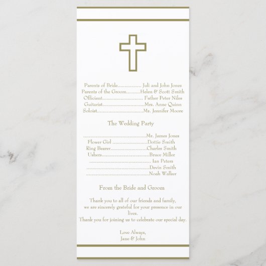 Gold Outline Heart Set Trouwprogramma Programmakaart (Achterkant)