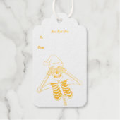 Gold Outline Skelet Ornament Eye Vrolijk Kerstfees Cadeaulabels (Voorkant)