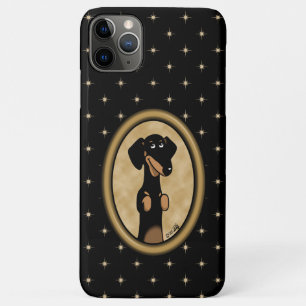 Gold Oval Dachshund Cartoon Portret (zwart-wit) Case-Mate iPhone Case