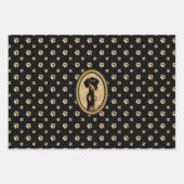 Gold Oval Dachshund Cartoon Portret (zwart-wit) Inpakpapier Vel (Voorkant 2)