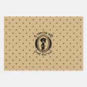 Gold Oval Dachshund Cartoon Portret (zwart-wit) Inpakpapier Vel (Voorkant 3)