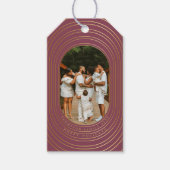 Gold Oval Lijst - Aangepast kerstfeest met foto's Cadeaulabel (Voorkant)