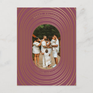 Gold Oval Lijst - Aangepast kerstfeest met foto's Feestdagenkaart